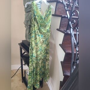 Green floral Tropical Sleeveless Maxi Dress Cowl neck Signature by Robbie Bee 12